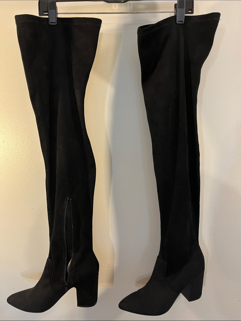 Steve Madden Black Over-the-Knee Suede Block Heel Boots